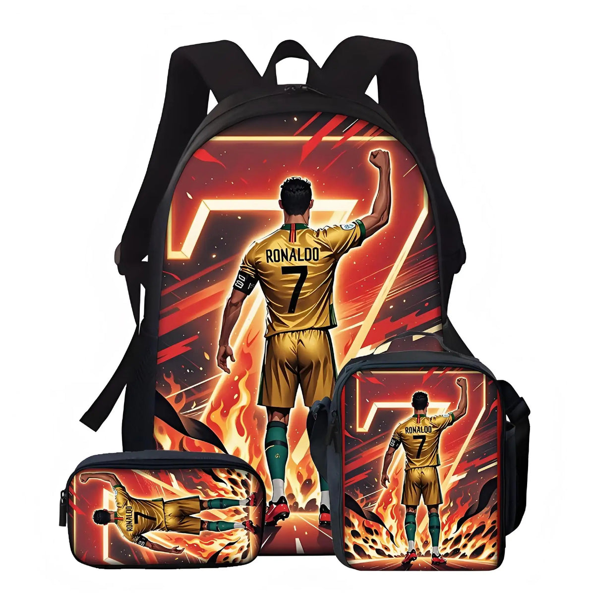 Soccer Star Backpack Set for Kids with Lunch Bag & Pencil Case