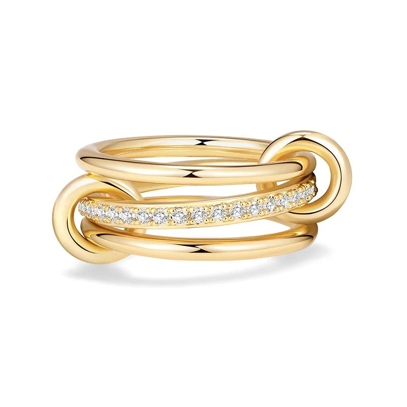 Gold-Plated Stainless Steel Stacked Ring Set