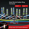 Assortment of heat shrink solder ring terminals and wire connectors in various colors and sizes for electrical wiring.