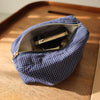 Checkered Striped Cosmetic Bag – Compact Travel Organizer