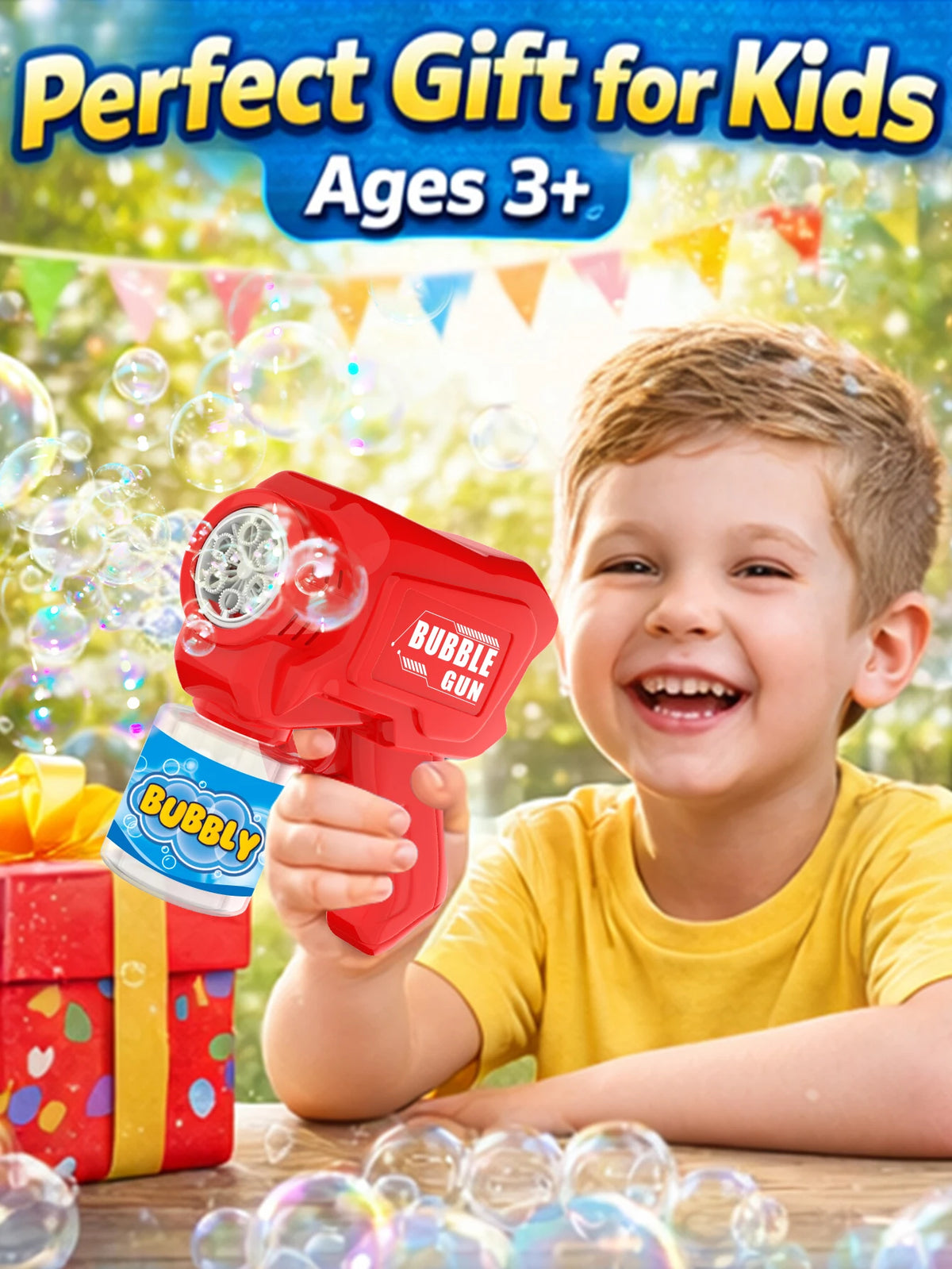 Automatic Bubble Gun for Kids – No Batteries Needed