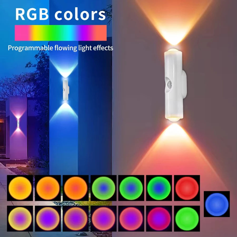 RGB programmable flowing light effects from a rechargeable motion sensor LED night light