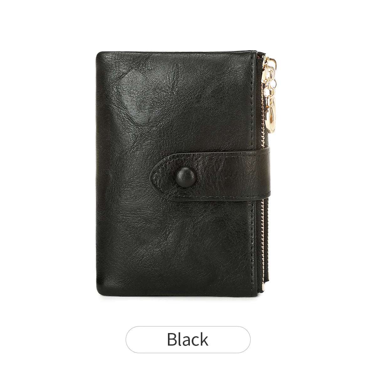 Women's Retro Tri-Fold Wallet with Large Capacity and Dual Zippers