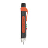 A black and orange non-contact AC voltage detector pen with a protective tip.