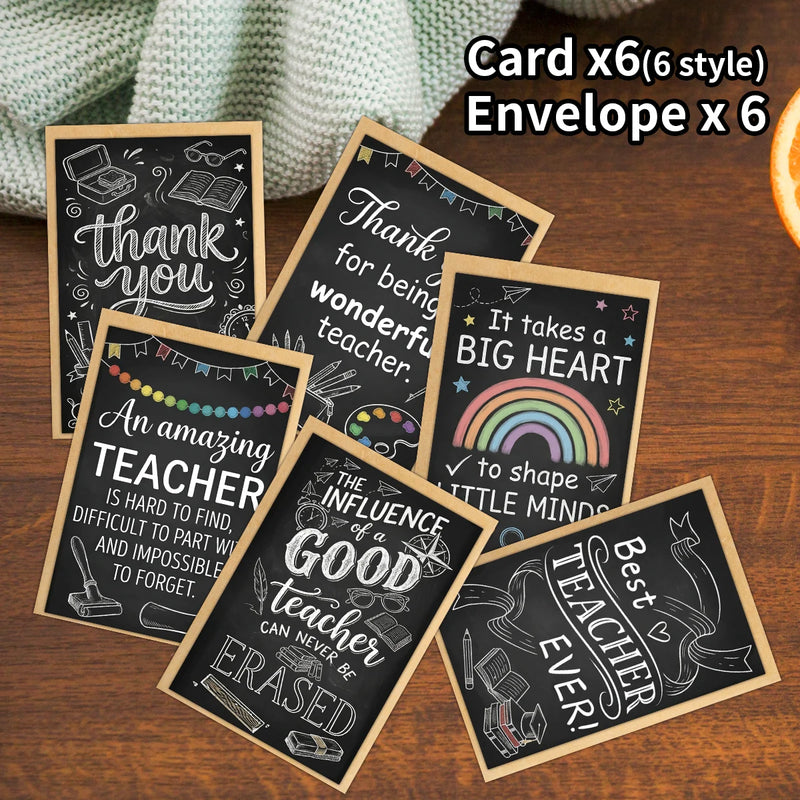 Tarjetas de Felicitación para Maestros con Estilo Pizarrón (Set de 6)