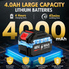 4.0Ah large capacity lithium batteries with Overcurrent, Overvoltage, High temperature protection, and Charge discharge prote