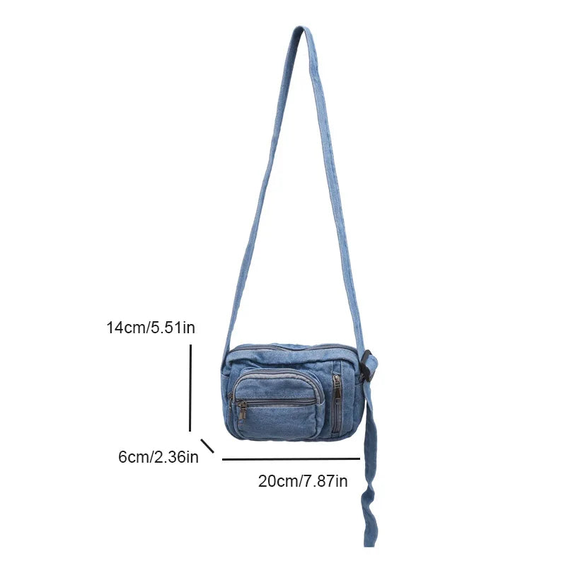 Klassische Denim-Crossbody-Tasche mit verstellbarem Riemen