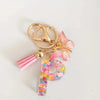 Pink Glitter Butterfly Keychain with Tassel