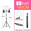 A 6 inch selfie ring light with a tripod stand and phone holder for video calls.