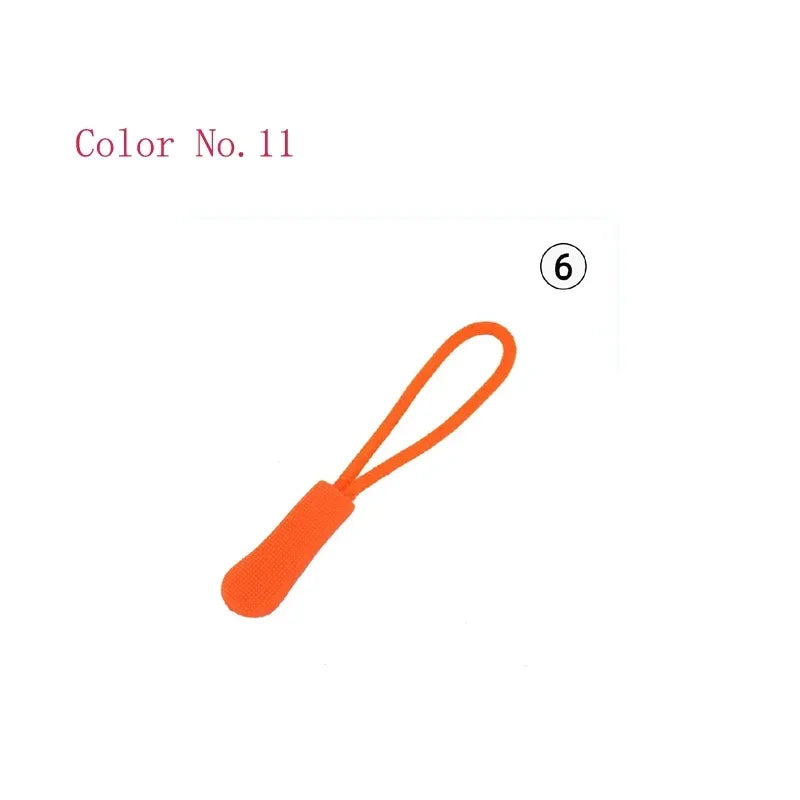 Orange plastic zipper pull, color no. 11, shown with a numbered circle 6.