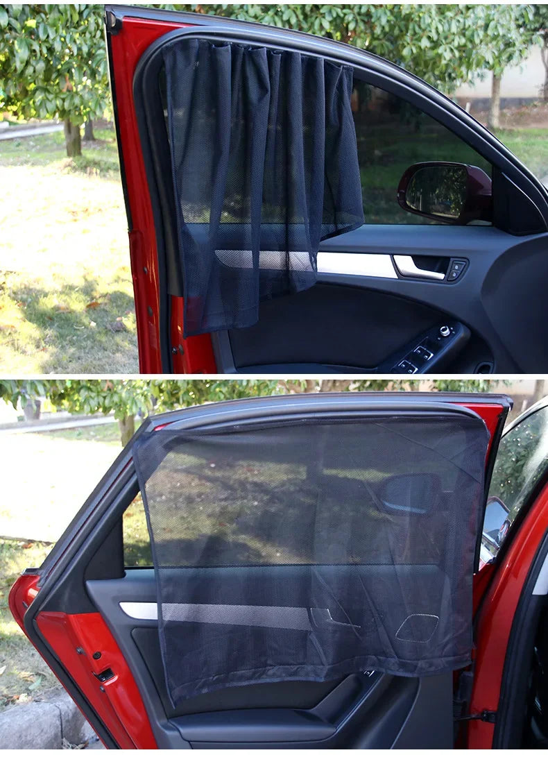 Magnetic Mesh Car Window Sunshade Set – UV Protection & Privacy