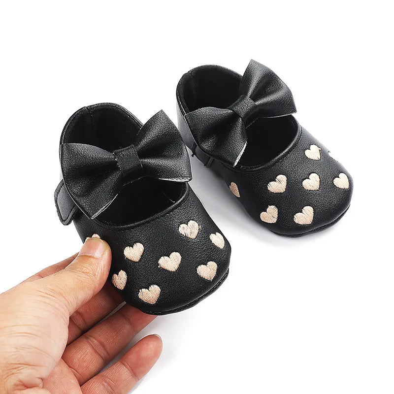 Classic Bow Baby Girl First Walker Shoes with Anti-Slip Sole