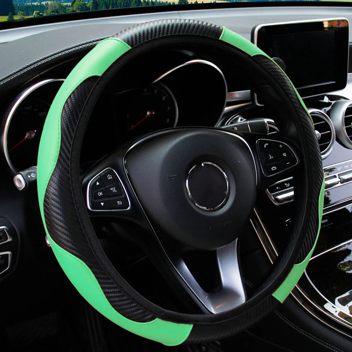 PU Carbon Fiber Steering Wheel Cover