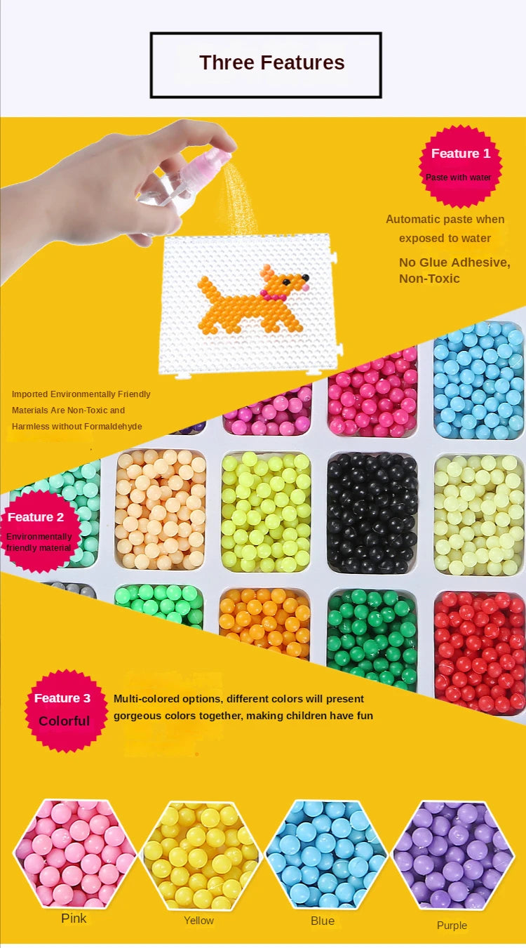 Magic Water Spray Beads Craft Kit – 1000 Colorful Beads for DIY Art Projects
