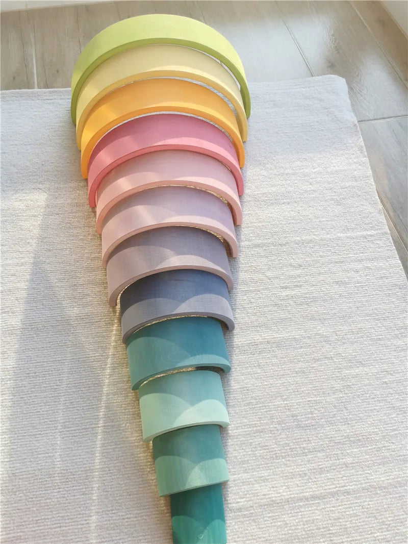 Rainbow Stacking Blocks & Peg Dolls Set – Natural Wooden Toy