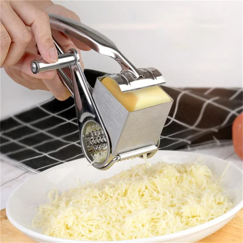Manual Rotary Cheese Grater with Interchangeable Blades