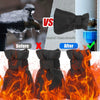 Comparison showing a faucet before and after insulation cover protection against freezing water.