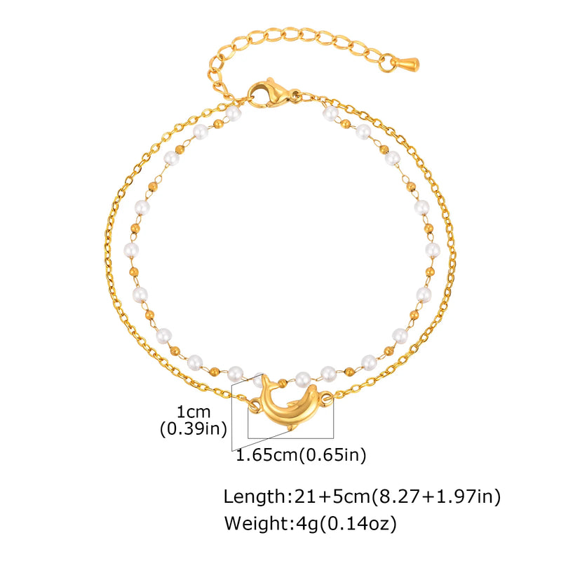 Double-Layer Bead Anklet in Stainless Steel