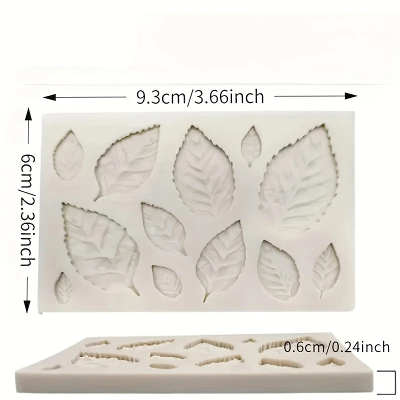 A white silicone mold with various rose leaves for candle making and crafting.