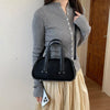 Vintage Croc-Embossed Mini Boston Bag with Dual Straps