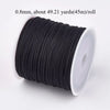 A roll of 0.8mm black nylon cord for jewelry making and crafting, measuring about 49.21 yards per roll.
