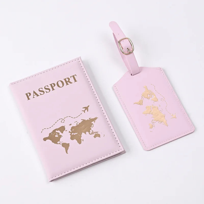 Map Pattern Passport Cover and Luggage Tag Set