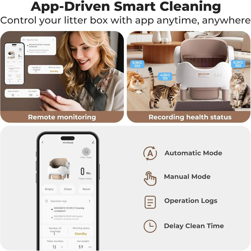 Automatic Open-Top Cat Litter Box with App Control