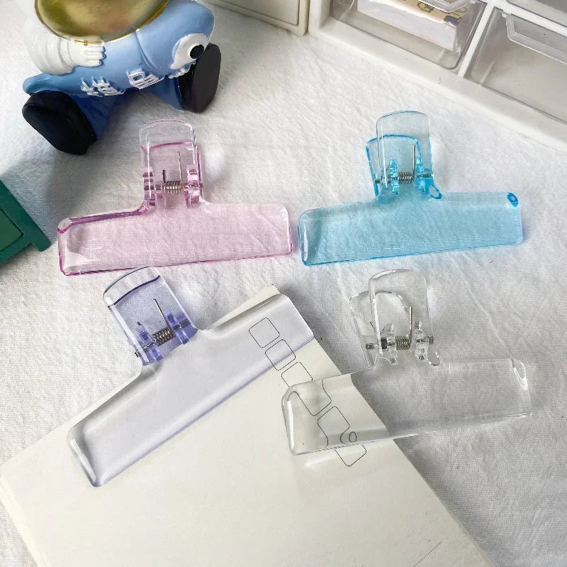 Clear Acrylic Spring Clips - Minimalist Office & School Paper Clips