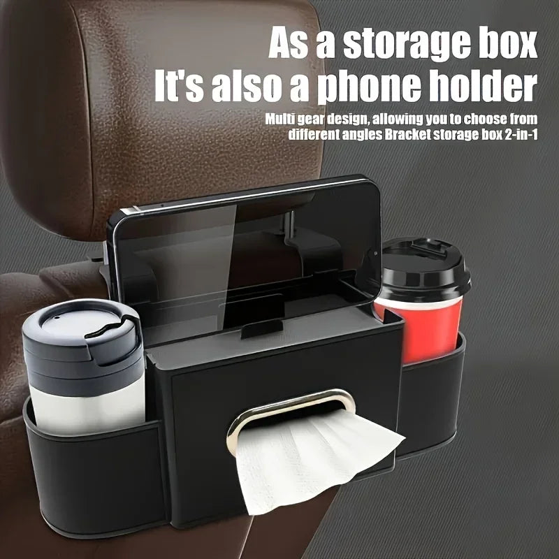 Multifunctional Car Seat Back Organizer with Phone and Cup Holders
