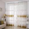 Embroidered Gauze Curtain with Floral Design