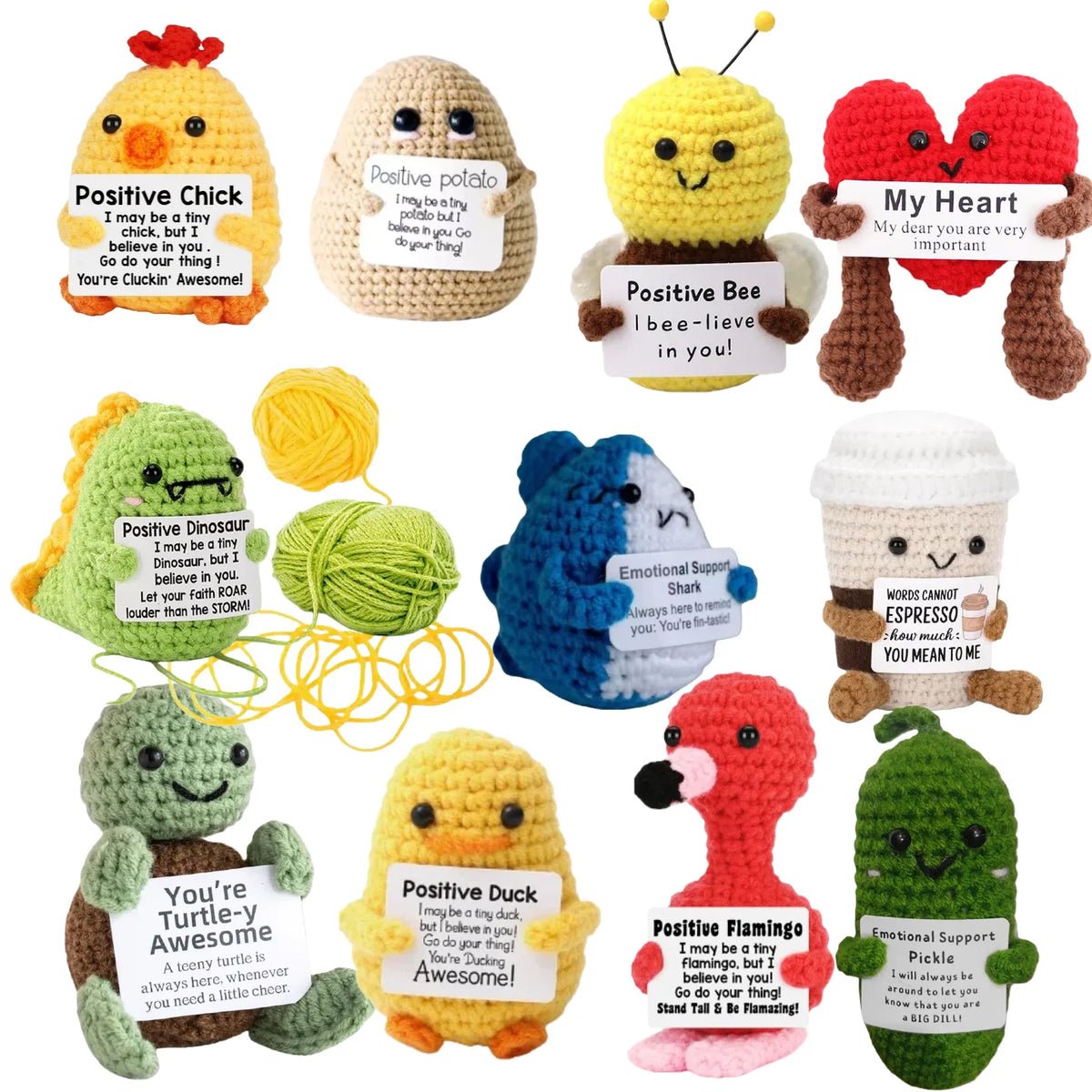 Handmade Wool Knit Potato Plush Doll with Inspirational Card