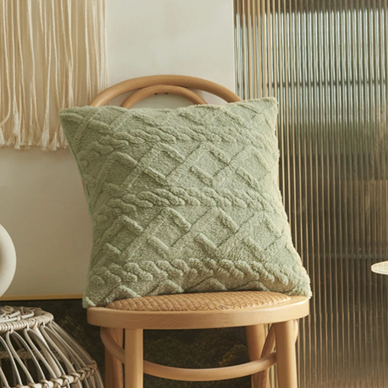 Geometric Plush Cushion Cover for Sofa & Bed