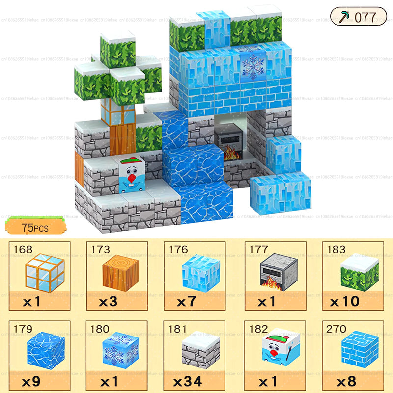 Magnetic Building Blocks Mine World Cube Set