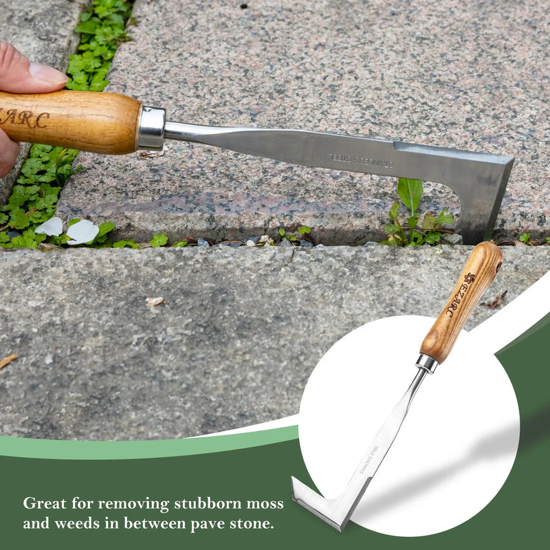 Stainless Steel Crevice Weeder with Wooden Handle