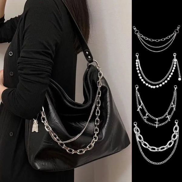 Multi-Layer Metal Pearl Bag Chain