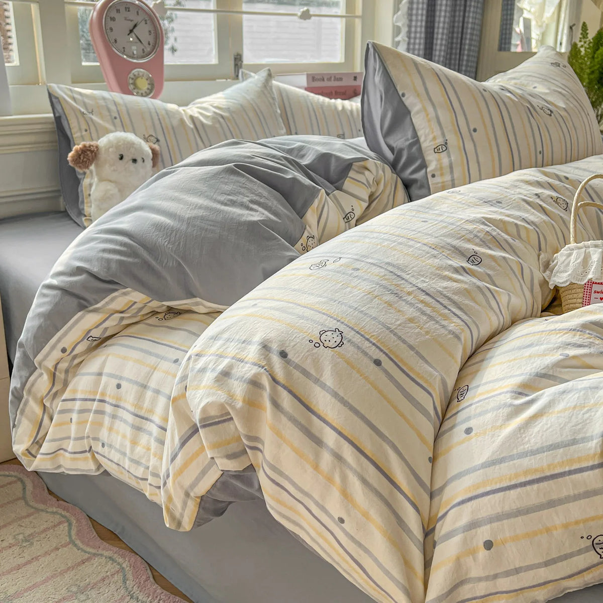 Washed Microfiber Duvet Cover Set with Pillowcases