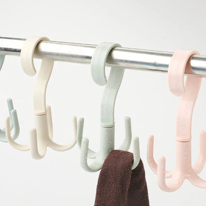 Rotatable 4-Hook Multi-Purpose Organizer Hook