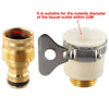 A brass tap adapter for a garden hose, suitable for faucet outlets with an outside diameter between 15mm and 23mm.