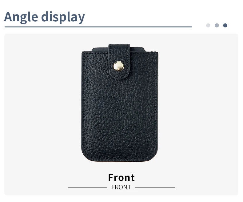 Slim Leather Card Holder with Quick-Access Pull Tab