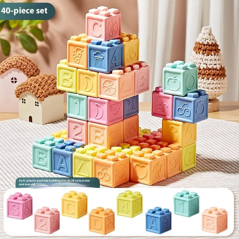 Soft Rubber Building Blocks Set for Babies – Safe, Chewable, and Educational Sensory Toy