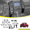 Carbon fiber grain center console trim cover for Ford F-150 2015–2020 featuring various trim pieces.