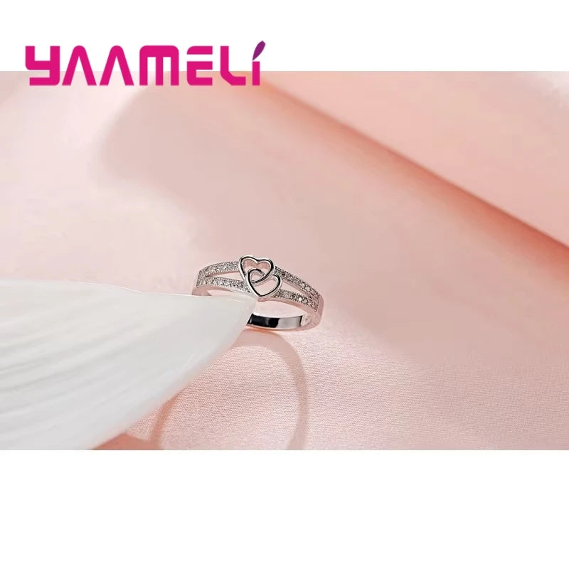 Sterling Silver Heart Engagement Ring for Women