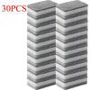 A stack of 30 reusable double-sided cleaning sponges with gray and white stripes.