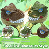 A set of realistic dinosaur heads with cool blue light eyes for kids