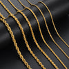 Gold Stainless Steel Rope Chain Necklace