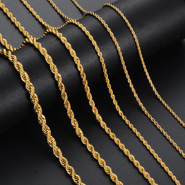 Gold Stainless Steel Rope Chain Necklace