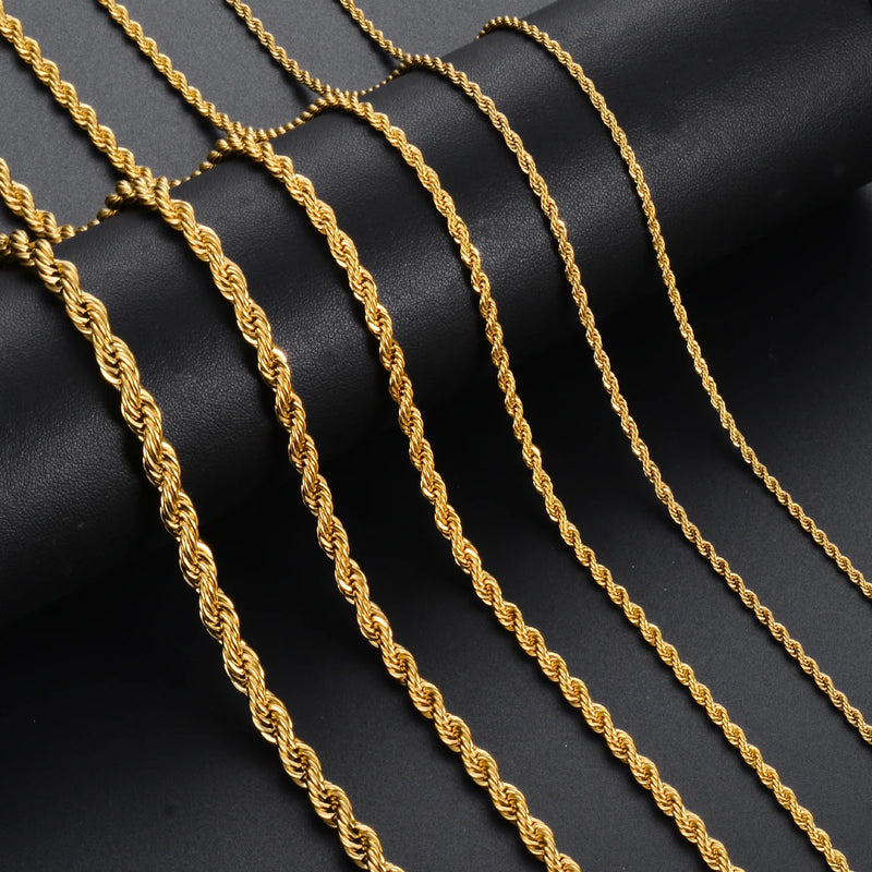 Gold Stainless Steel Rope Chain Necklace