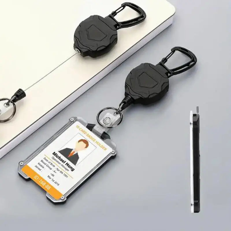 Retractable Badge Holder with Carabiner Clip