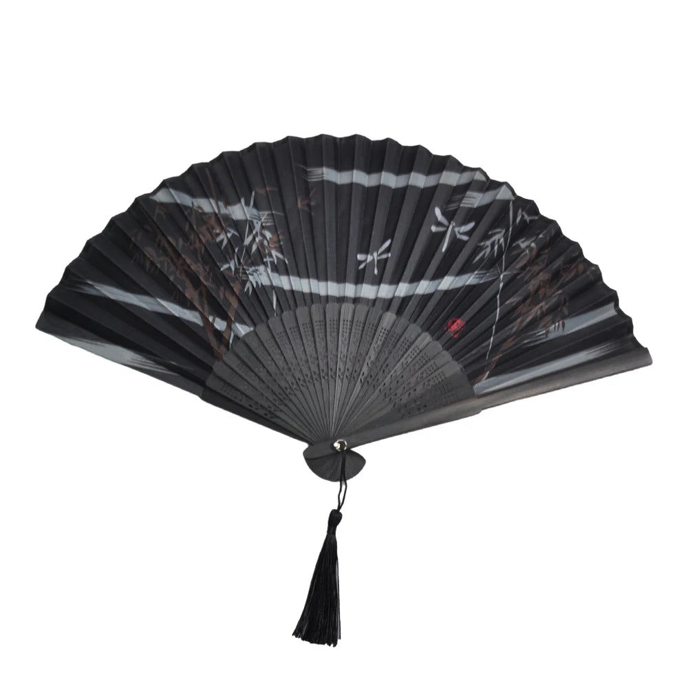 Traditional Folding Hand Fan with Bamboo Frame