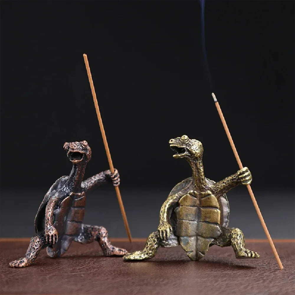 Antique Metal Turtle Incense Holder – Decorative Candle & Stick Holder